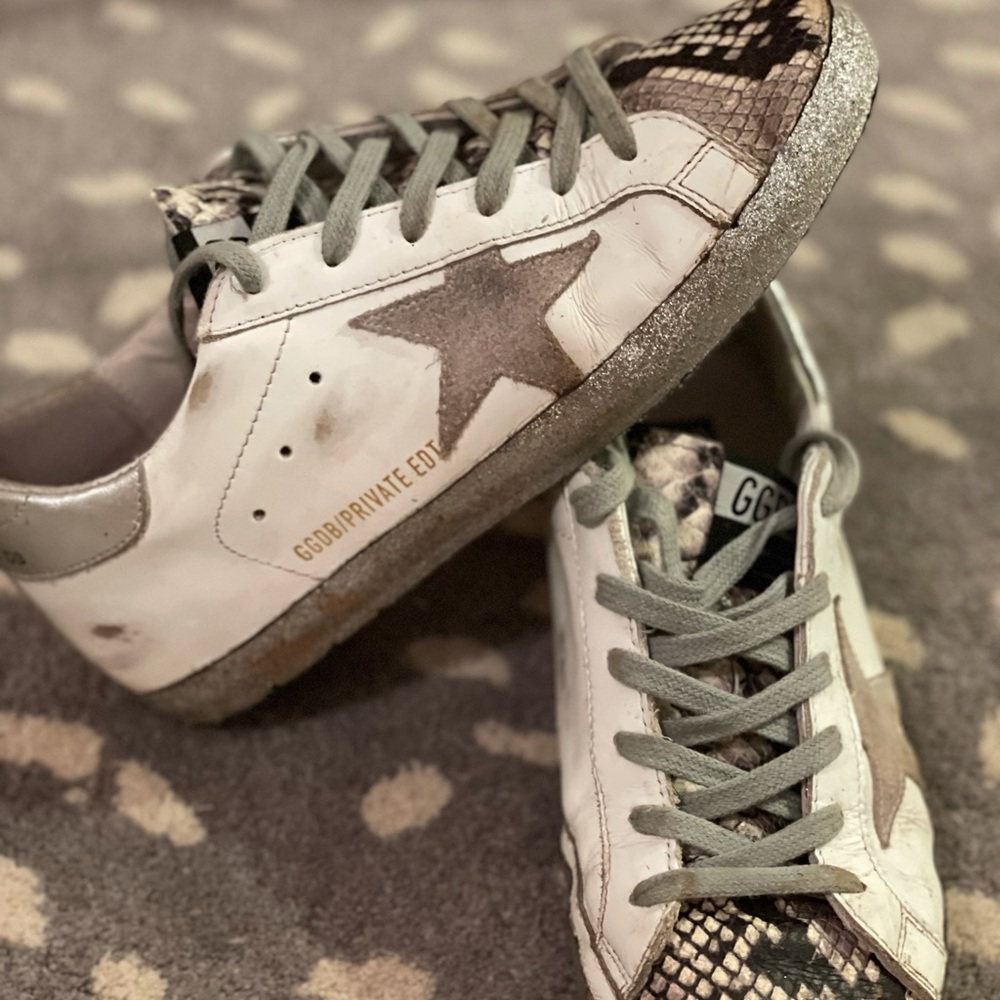 Snakeskin silver glitter golden gooses size 37